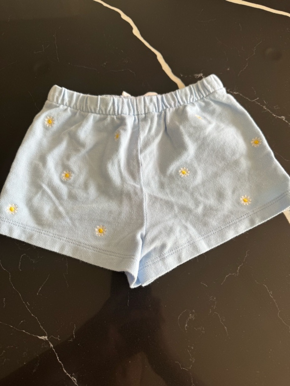 Light Blue Daisy Embroidered Knit Shorts - Picture 5 of 6